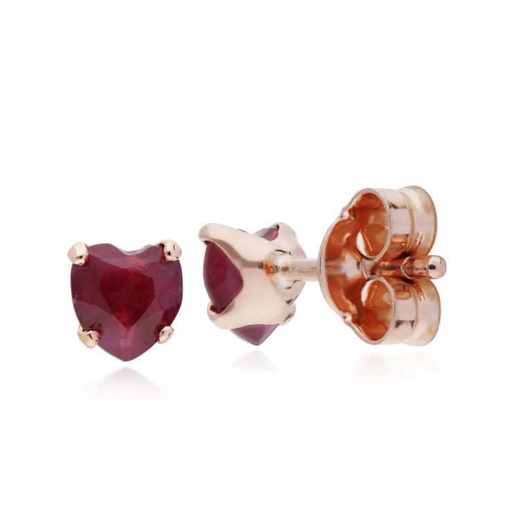 Classic Ruby Heart Stud Earrings Image 2