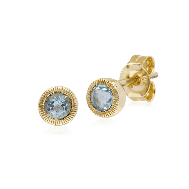 Single Aquamarine Milgrain Stud Earrings Image 1