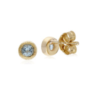 Single Aquamarine Milgrain Stud Earrings Image 2