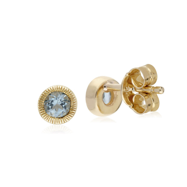 Single Aquamarine Milgrain Stud Earrings Image 2