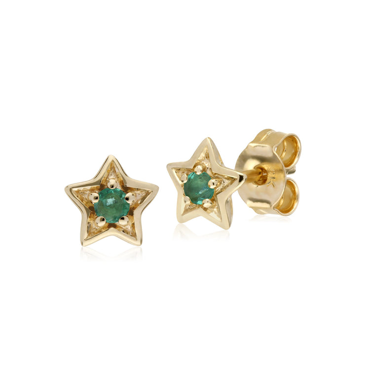Classic Emerald Star Stud Earrings Image 1