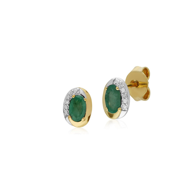 Classic Emerald & Diamond Stud Earrings Image 1