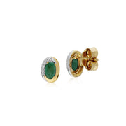 Classic Emerald & Diamond Stud Earrings Image 2