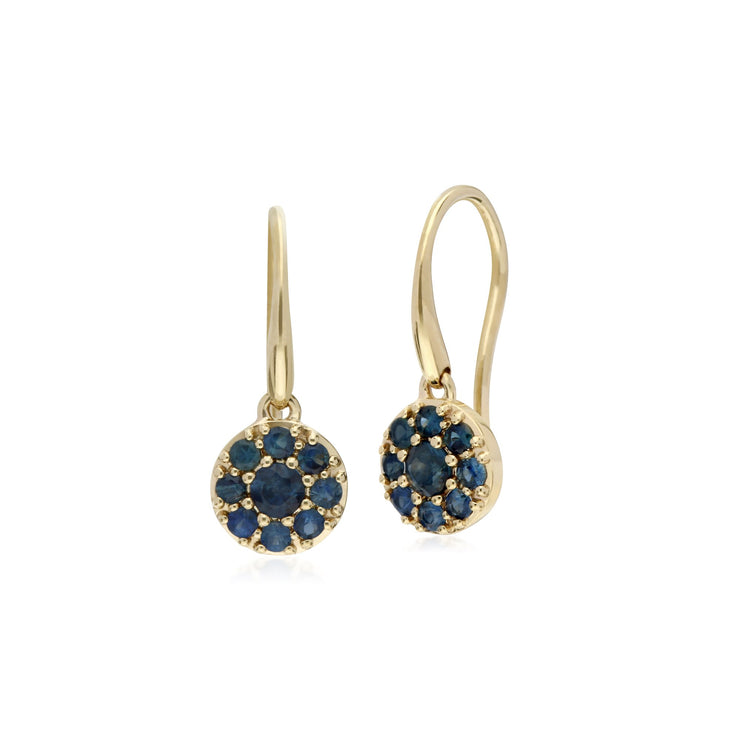 Classic Sapphire Round Cluster Fish Hook earrings Image 1