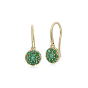 Classic Emerald Round Cluster Fish Hook earrings Image 1