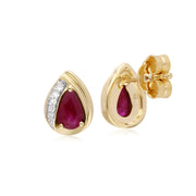 Classic Ruby & Diamond Tear Stud Earrings Image 2