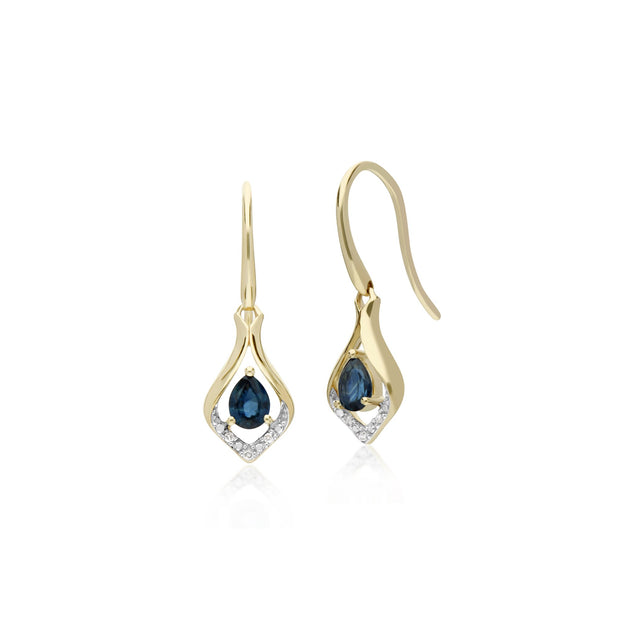 Classic Sapphire & Diamond Drop Earrings Image 1