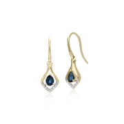 Classic Sapphire & Diamond Leaf Drop Earrings & Pendant Set Image 2