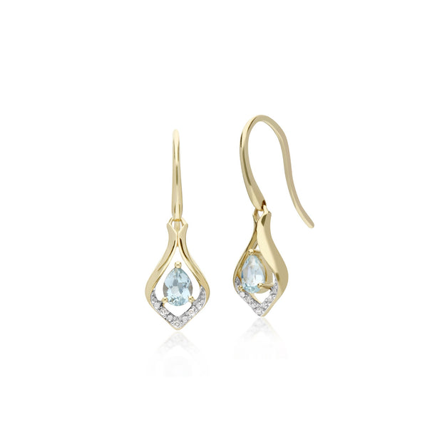 Classic Aquamarine & Diamond Drop Earrings Image 1