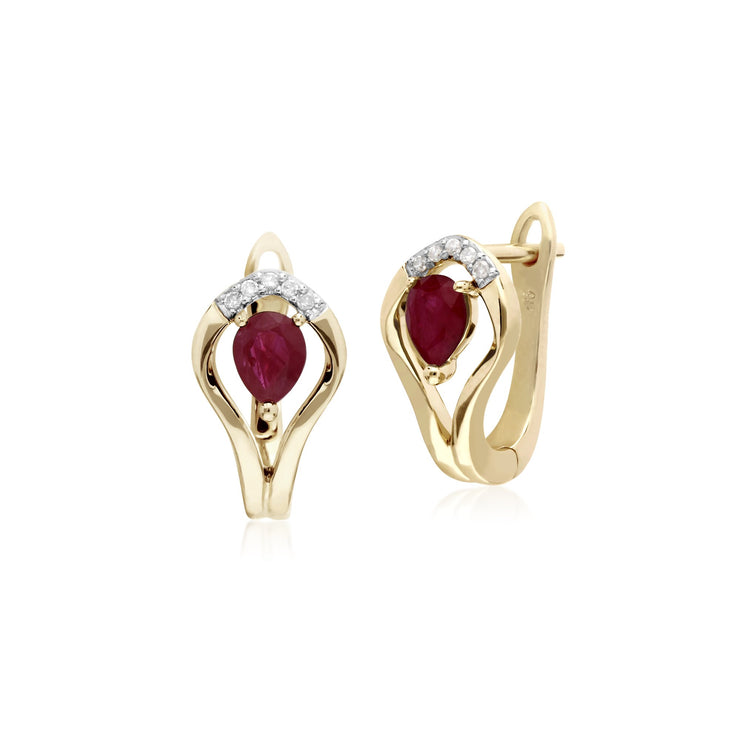 Classic Ruby & Diamond Lever back Earrings Image 1