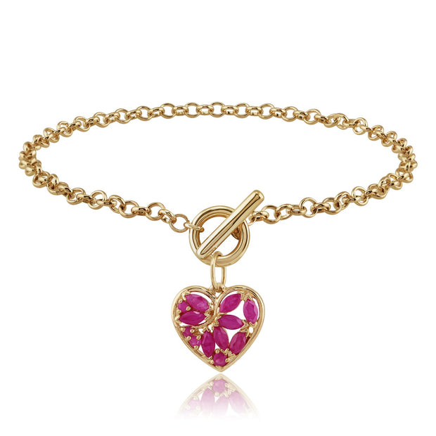 Classic Ruby Heart Charm Bracelet Image 2