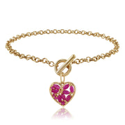 Classic Marquise Ruby Heart Charm Bracelet in 9ct Yellow Gold