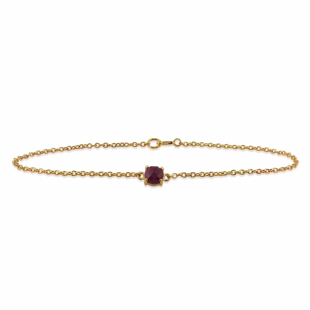 Classic Round Ruby Checkerboard Bracelet in 9ct Yellow Gold - Gemondo