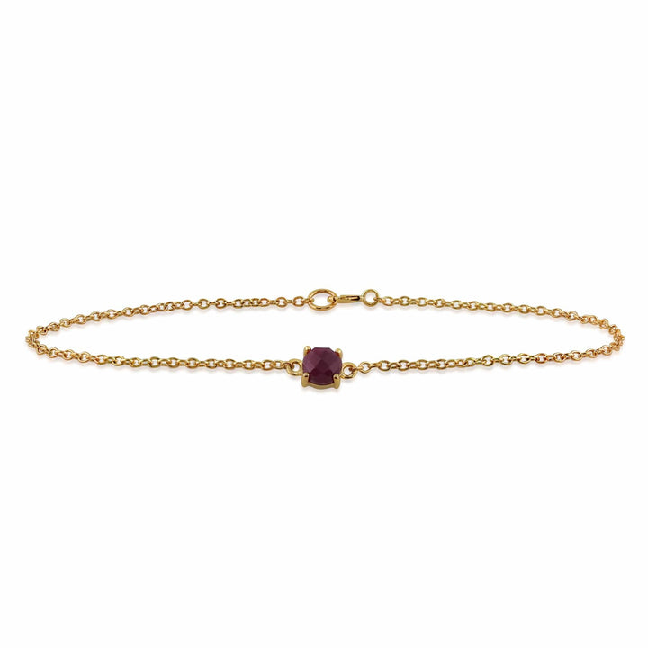 Classic Round Ruby Checkerboard Bracelet in 9ct Yellow Gold - Gemondo