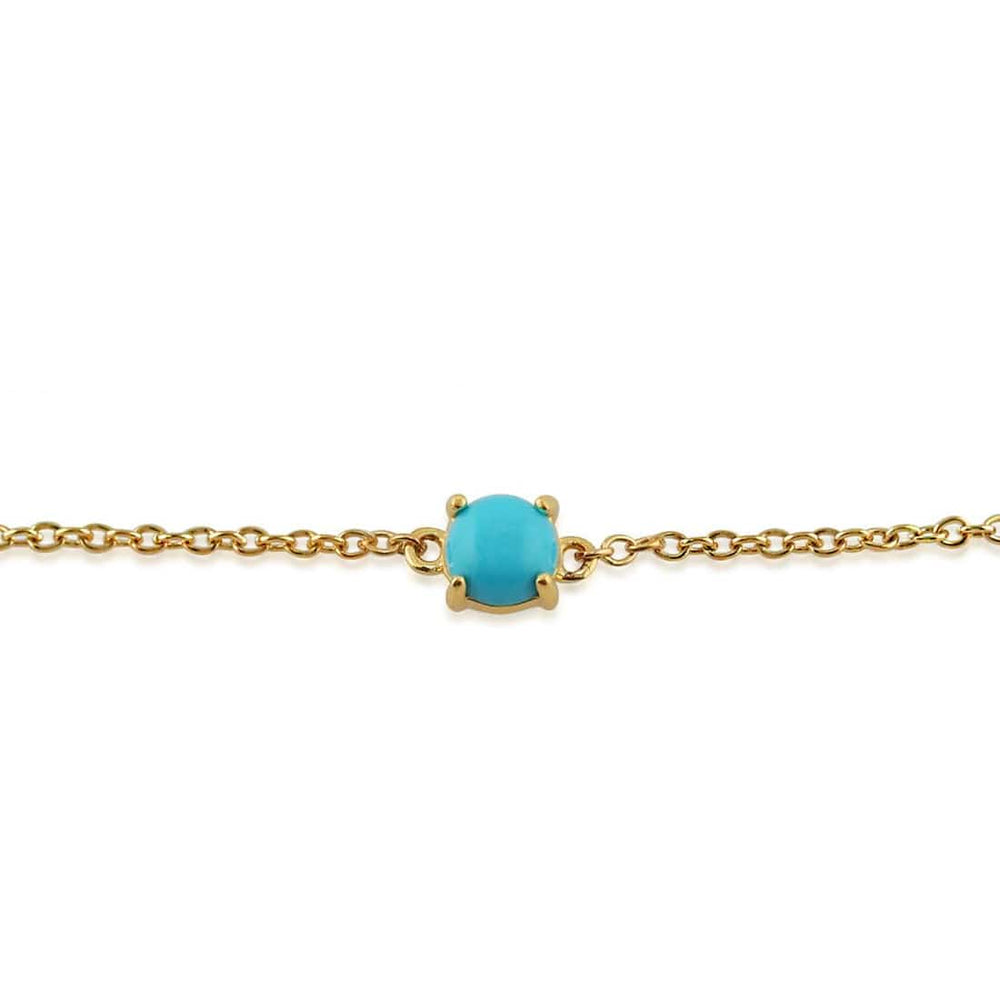 Classic Turquoise Cabochon Bracelet in 9ct Yellow Gold - Gemondo