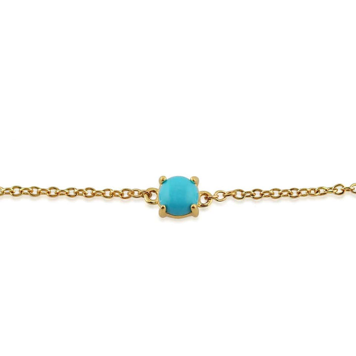 Classic Turquoise Cabochon Bracelet in 9ct Yellow Gold - Gemondo