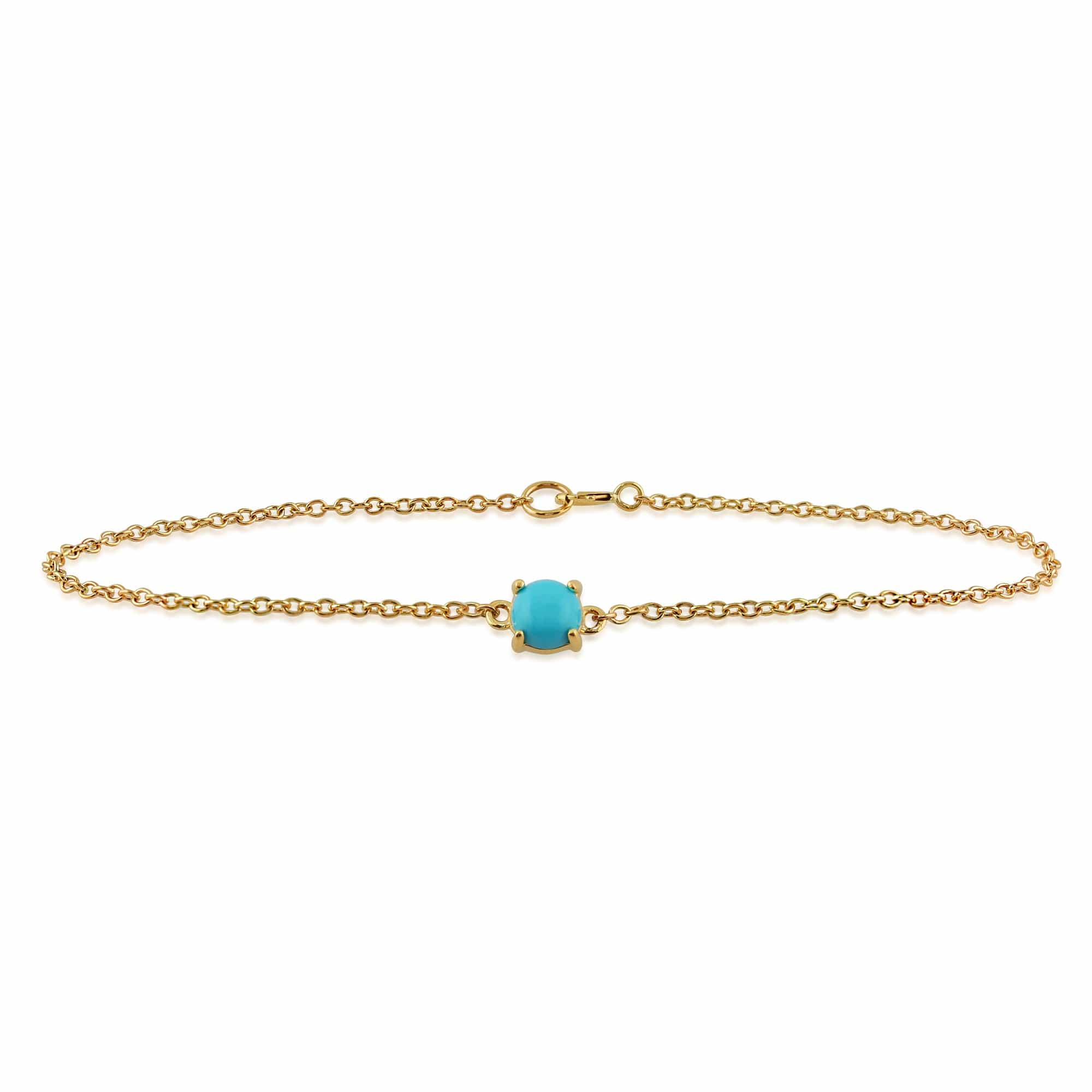 Classic Turquoise Cabochon Bracelet in 9ct Yellow Gold - Gemondo