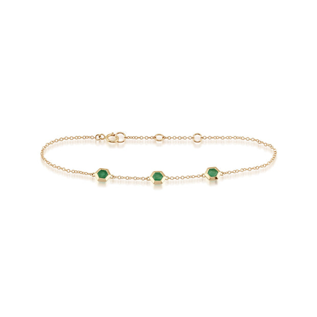 Geometric Emerald Hexagon Three Stone Bracelet Image 2