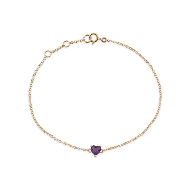 Classic Amethyst Heart Single Stone Bracelet Image 2