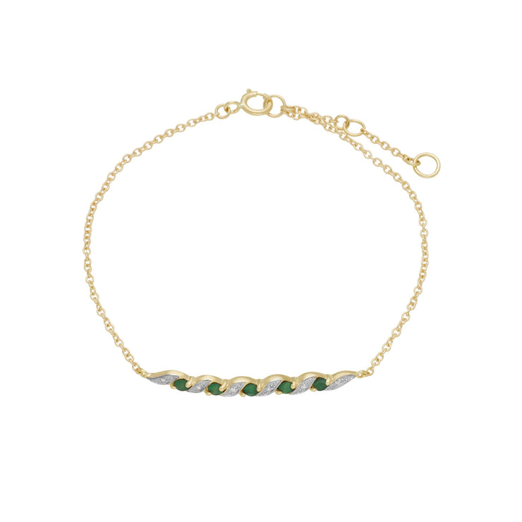 Classic Emerald & Diamond Spiral Bracelet Image 2