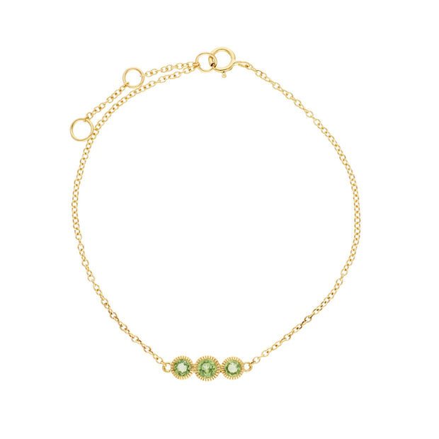 Classic Milgrain Trilogy Peridot Bracelet Image 2