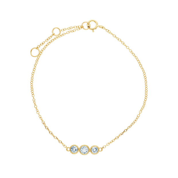 Classic Milgrain Trilogy Aquamarine Bracelet Image 2
