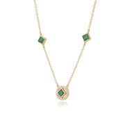 Geometric Emerald & Diamond Stud Earrings & Necklace Set Image 5
