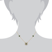 Geometric Emerald & Diamond Stud Earrings & Necklace Set Image 6