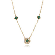 Geometric Emerald & Diamond Stud Earrings & Necklace Set Image 4