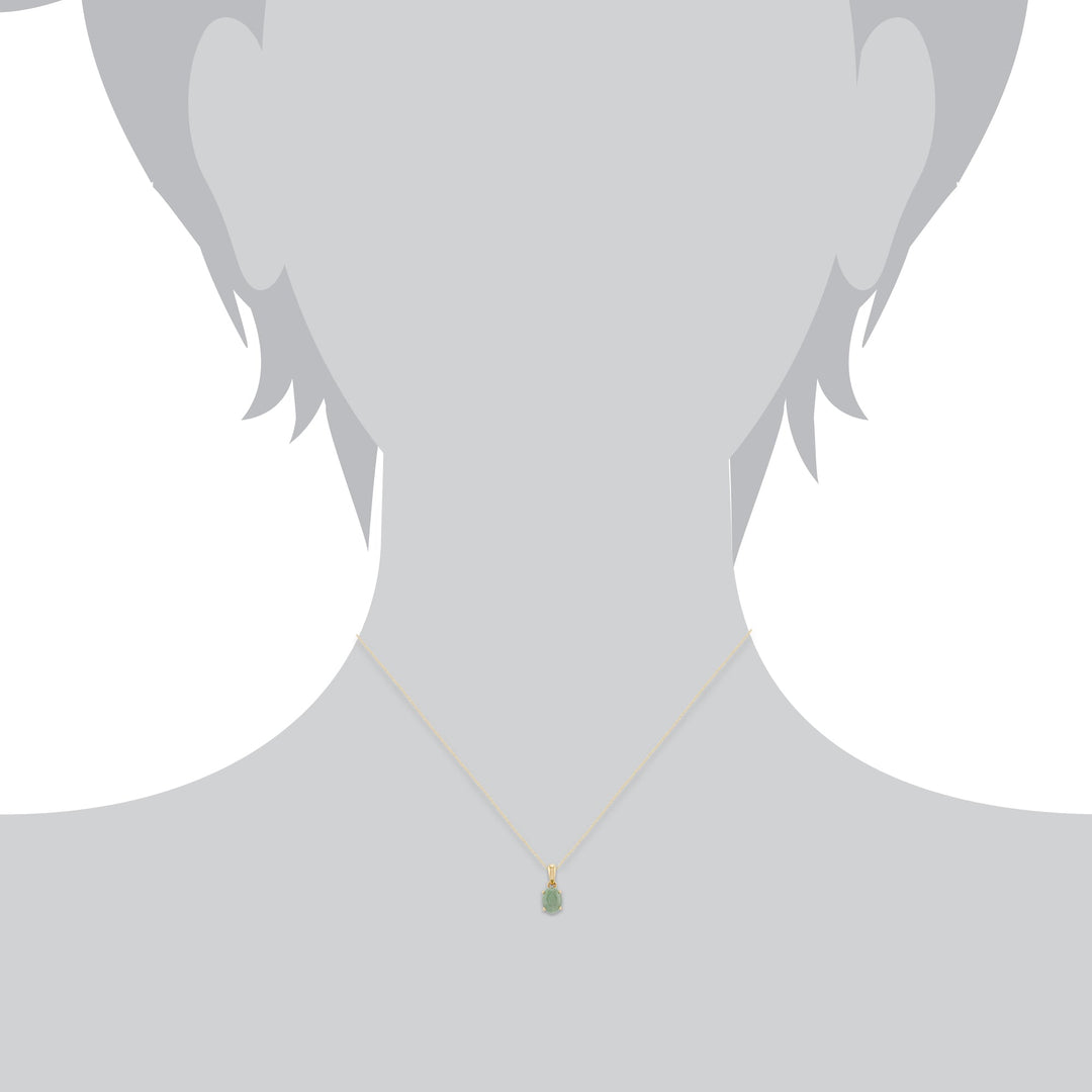 25356 Classic Oval Jade Cabochon Pendant in 9ct Yellow Gold 3