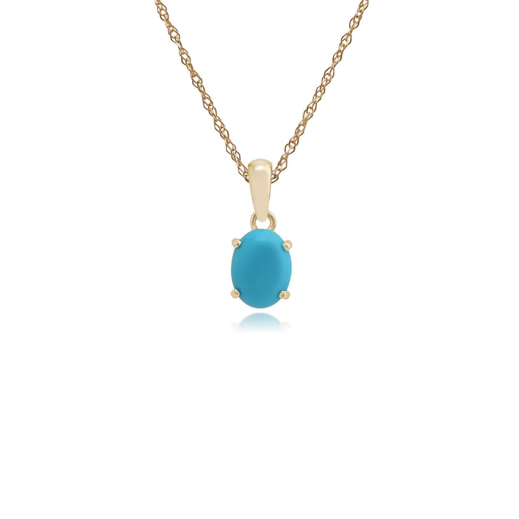 Classic Cabochon Turquoise Pendant on Chain Image 1