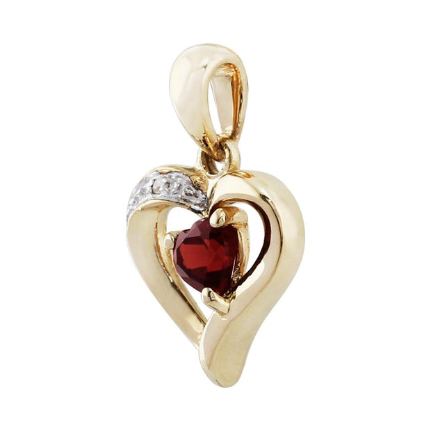 Classic Heart Garnet & Diamond Stud Earrings & Pendant Set Image 6