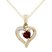 Classic Heart Garnet & Diamond Stud Earrings & Pendant Set Image 5