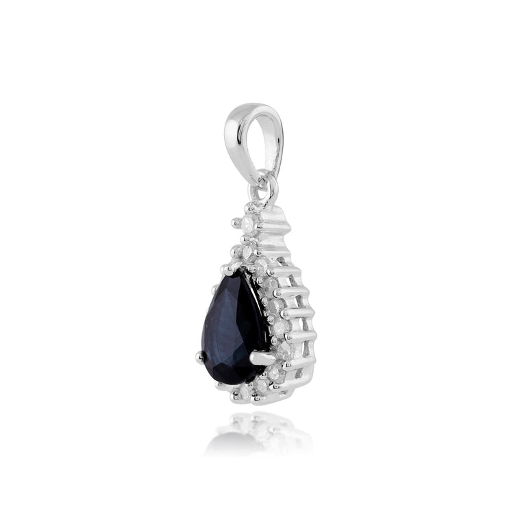 Classic Sapphire & Diamond Cluster Pendant on Chain Image 2