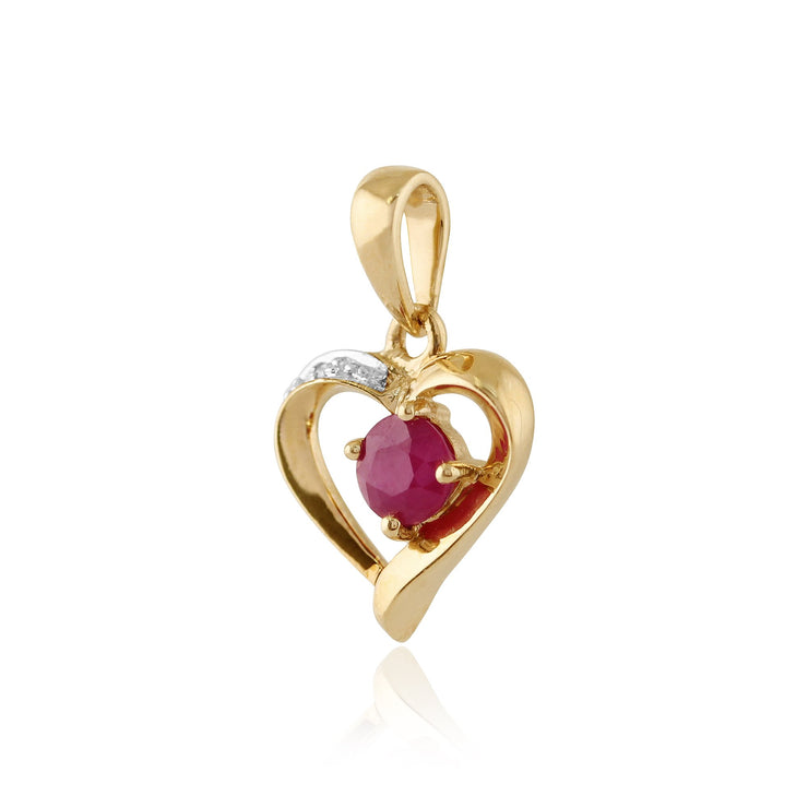 Classic Ruby & Diamond Heart Pendant on Chain Image 2