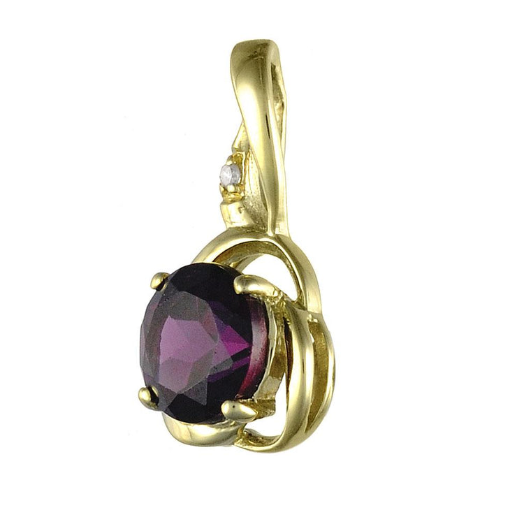 Art Nouveau Rhodolite & Diamond Stud Earrings & Pendant Set Image 6