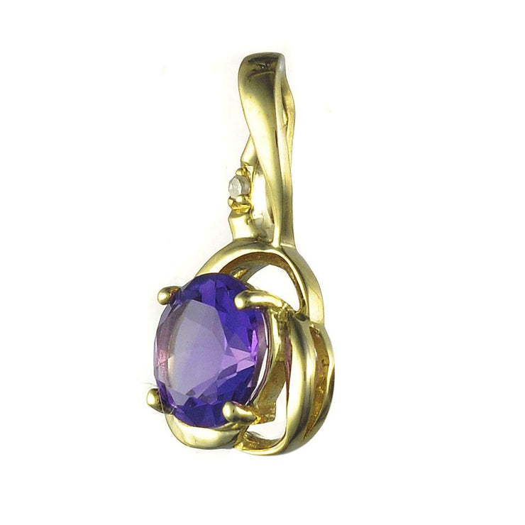 Classic Amethyst & Diamond Stud Earrings & Pendant Set Image 6