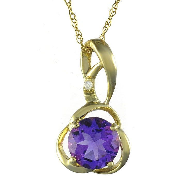 Classic Amethyst & Diamond Stud Earrings & Pendant Set Image 5