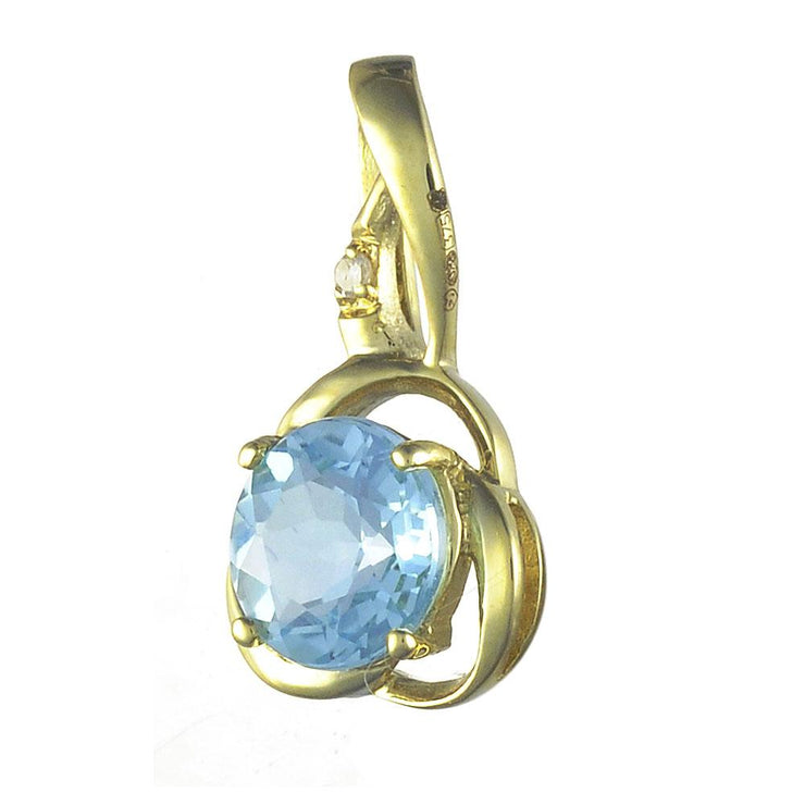 Classic Blue Topaz & Diamond Stud Earrings & Pendant Set Image 6