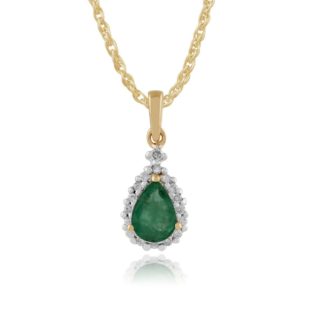 Classic Emerald & Diamond Pendant on Chain Image 1