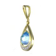 Art Nouveau Blue Topaz & Diamond Drop Earrings & Pendant Set Image 6