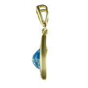 Art Nouveau Blue Topaz & Diamond Drop Earrings & Pendant Set Image 7
