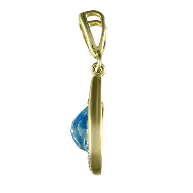 Art Nouveau Blue Topaz & Diamond Drop Earrings & Pendant Set Image 7