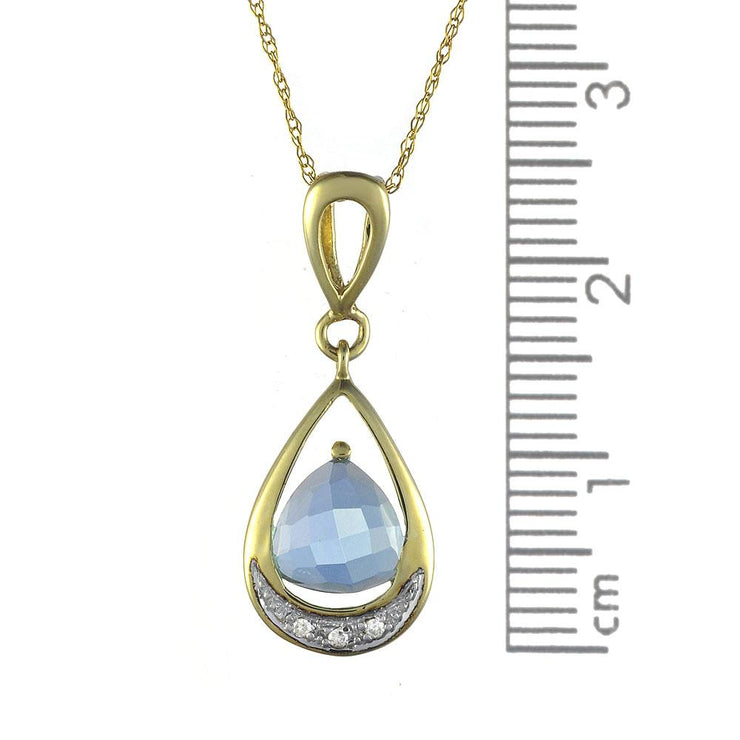 Art Nouveau Blue Topaz & Diamond Drop Earrings & Pendant Set Image 8