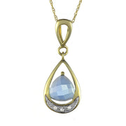 Art Nouveau Blue Topaz & Diamond Drop Earrings & Pendant Set Image 5