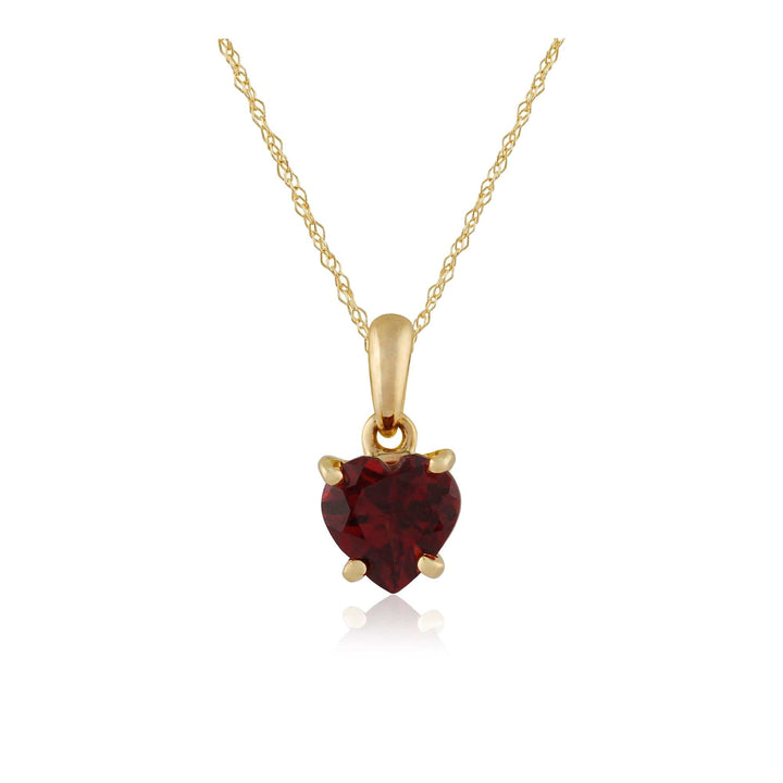 135P1463029 Classic Heart Garnet Pendant in 9ct Yellow Gold 1