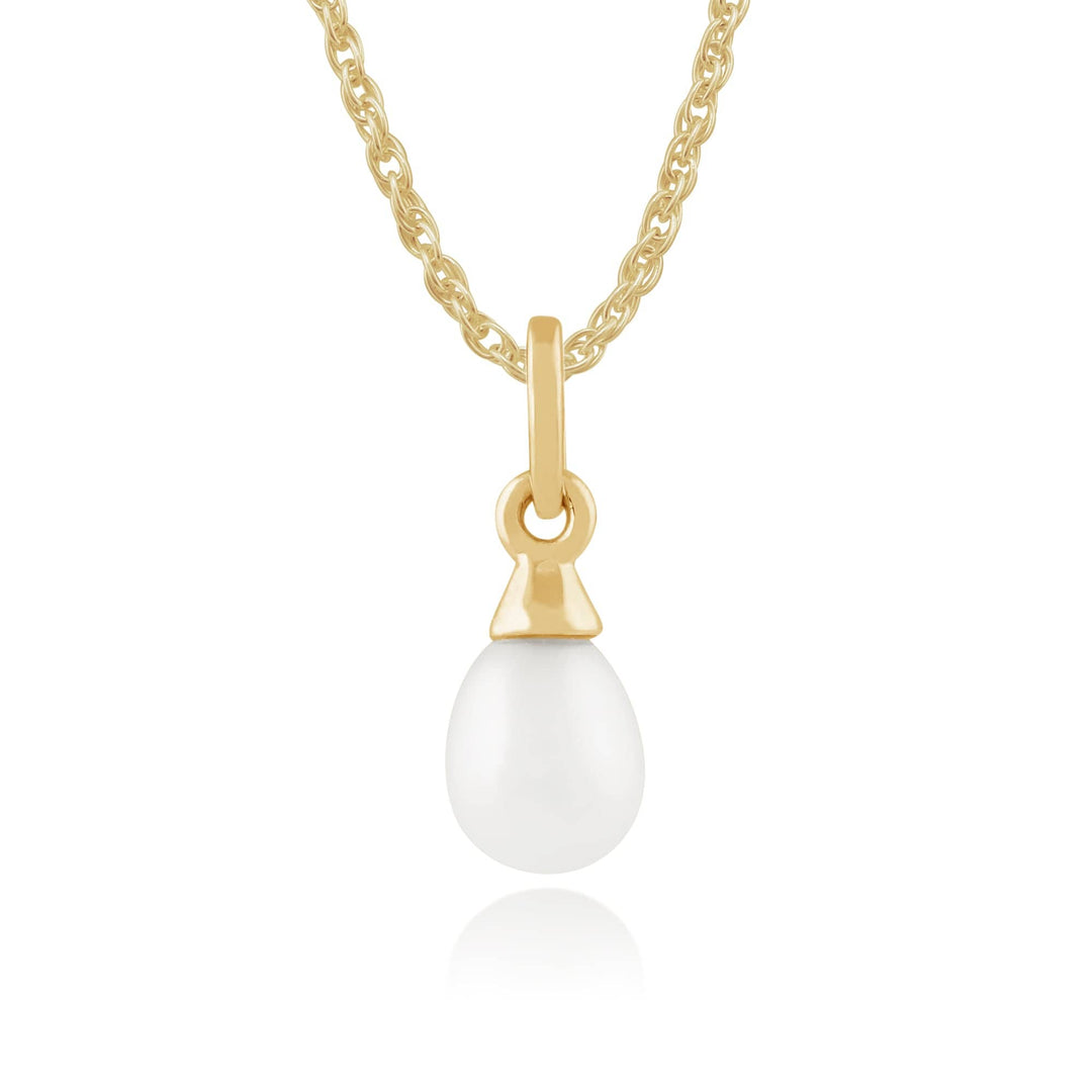 Classic Freshwater Pearl Pendant in 9ct Yellow Gold - Gemondo