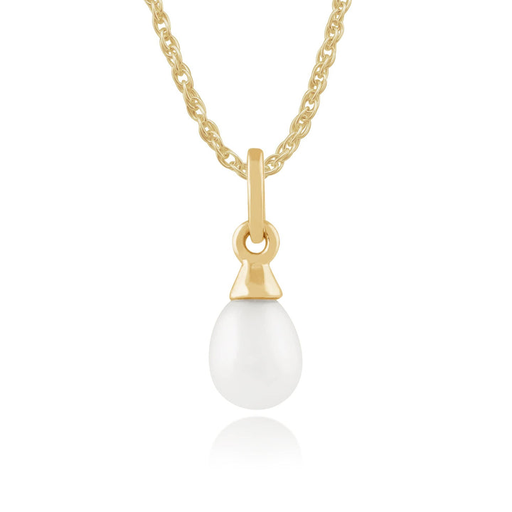 Classic Freshwater Pearl Pendant in 9ct Yellow Gold - Gemondo