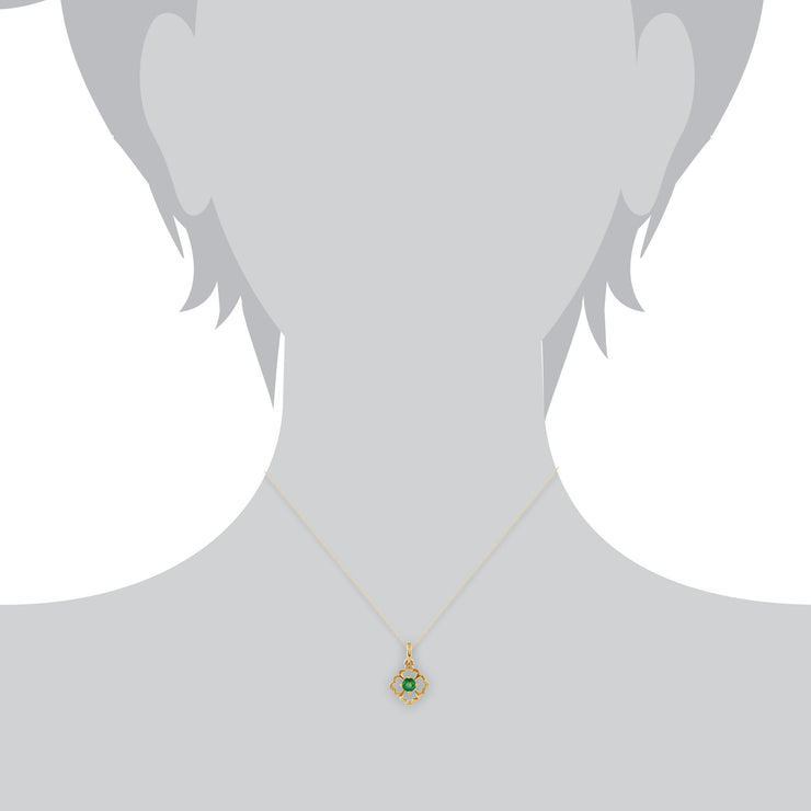 Floral Emerald Pendant on Chain Image 3