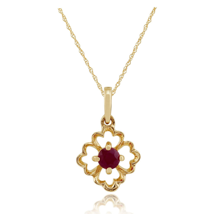 Floral Ruby Pendant on Chain Image 1